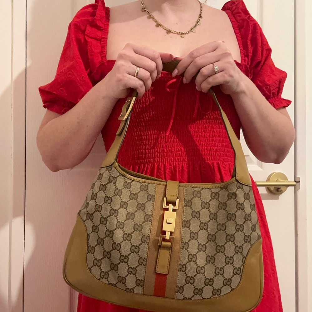 RARE Vintage GUCCI Jackie Hobo Bag Tan - with authentication verification